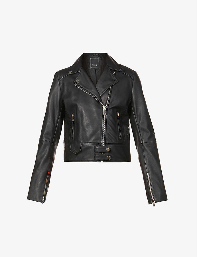 Pinko Sensibile leather jacket - ShopStyle