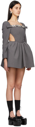 SHUSHU/TONG Grey Crystal Bow Short Dress