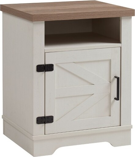 GulchesWhiteOak0Drawers18inWFarmhouseNightstandwithBarnDoorStorageOpenShelf