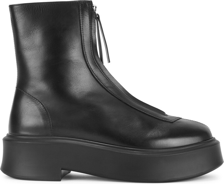 The Row Zipped 1 Leather Flatform Ankle Boots