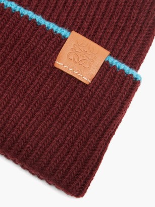 Loewe Anagram-patch Wool Beanie Hat - Burgundy