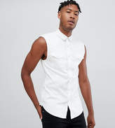 Thumbnail for your product : ASOS DESIGN Tall skinny fit sleeveless denim shirt in white