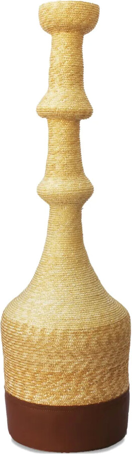 Catarzi Raffia Leather-Detail Vase