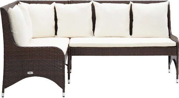 VidaXL DurableOutdoorPatioCornerSofas2pcsinPolyRattan-Brown,Weather-ResistantFurniturewithComfortableCushions