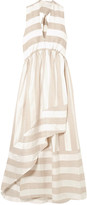 Thumbnail for your product : Paper London Wrap-effect Striped Woven Maxi Dress