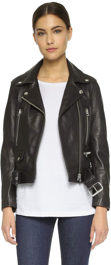 Acne Studios Leather Moto Jacket - ShopStyle