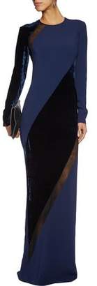 Stella McCartney Antoinetta Velvet-Paneled Crepe Gown
