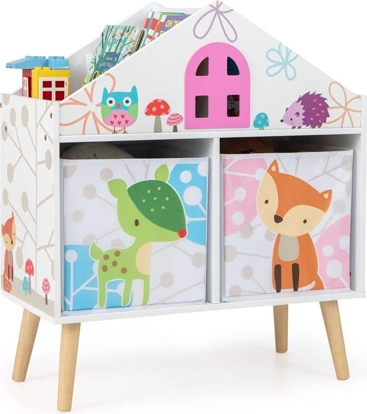 Dollhouse Series 24.5 in. Wide White Finish 2 Shelf Kids Bookcase
