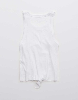 aerie Ribbed Tie Front High Neck Tank Top
