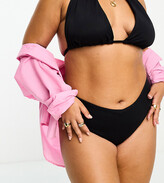 Thumbnail for your product : ASOS Curve ASOS DESIGN Curve mix and match deep v front hipster bikini bottom in black
