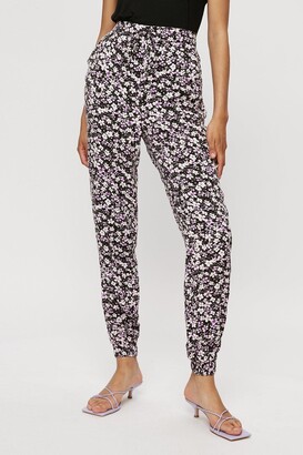 Dorothy Perkins Women's Tall Lilac Ditsy Floral Tie Waist Jogger - 12