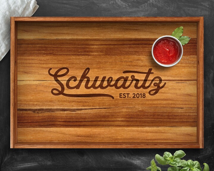 Personalized Teak Serving Tray With Handles, Breakfast in Bed