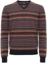 Thumbnail for your product : Hackett Jacquard Striped V-Neck Sweater