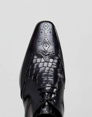 Jeffery West Escobar Brogue Leather Shoes In Black