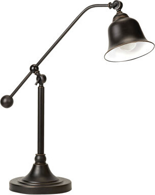 Wrought Studio Edmond Dark Bronze Bell Down Bridge Table Lamp With Rustic Industrial Design And Sturdy Metal Base For Timeless Elegance