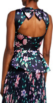 Thumbnail for your product : Marchesa Notte Floral-Printed Sleeveless Mikado Peplum Top w/ Cutout Back & Bow