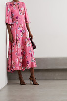 Thumbnail for your product : Erdem Alcie Cape-effect Floral-print Silk Crepe De Chine Midi Dress - Pink