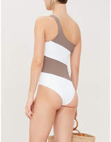 Thumbnail for your product : ALEXANDRA MIRO Rita one-shoulder striped swimsuit