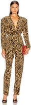 Thumbnail for your product : Norma Kamali Single Breasted Tapered Leg Jumpsuit in Golden Leopard | FWRD