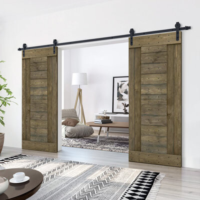 Calhome Paneled Wood Prefinished DIY Barn Door with Installation Hardware Kit