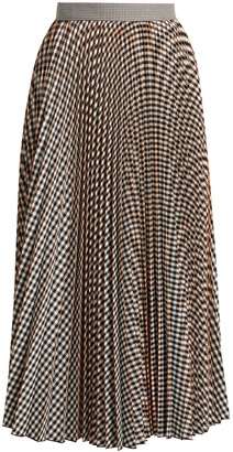 MSGM Pleated gingham-twill skirt