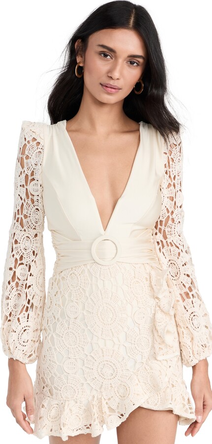 PatBO Crochet Plunge Mini Dress