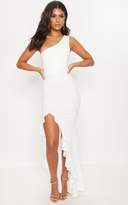 Thumbnail for your product : PrettyLittleThing White One Shoulder Ruffle Hem Maxi Dress