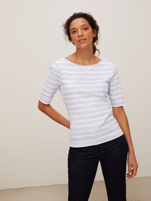 John Lewis & Partners Half Sleeve Boat Neck Stripe T-Shirt