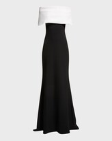 Thumbnail for your product : Lela Rose Off-the-Shoulder Two-Tone Gown