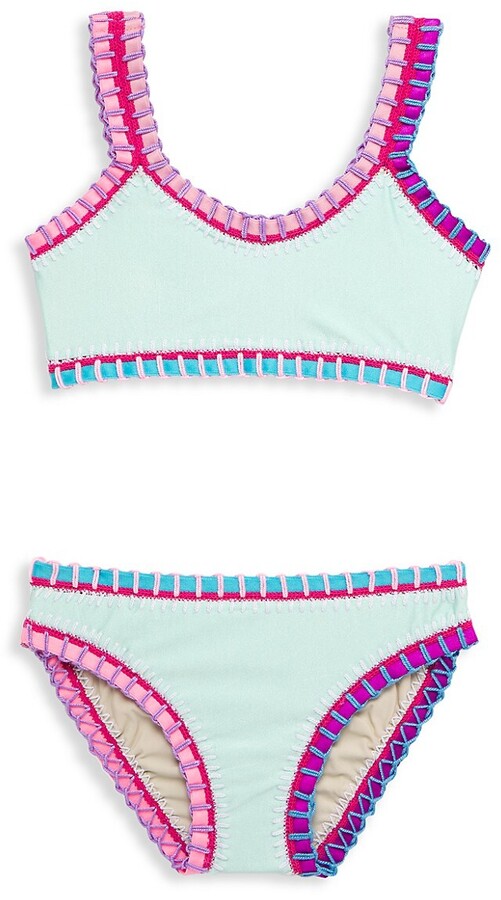 PQ Little Girl's & Girl's Sporty Rainbow Embroidered 2-Piece Bikini Set -  ShopStyle