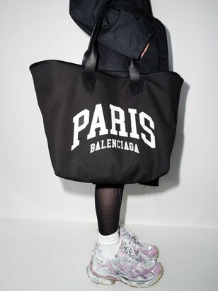 Balenciaga Black Cities Paris Large Tote Bag