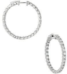 Morris & David 14K White Gold & Diamond Hoop Earrings