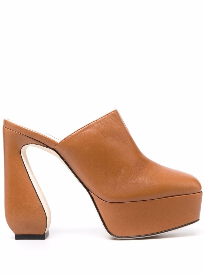 camel colored platform pumps