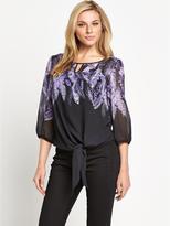 Thumbnail for your product : Savoir Tie Hem Printed Blouse