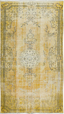 Williston Forge 5.3x9 Ft Distressed Modern Handmade Turkish Area Rug in Yellow