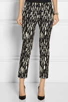 Thumbnail for your product : Lela Rose Caroline cropped patterned stretch cotton-blend pants