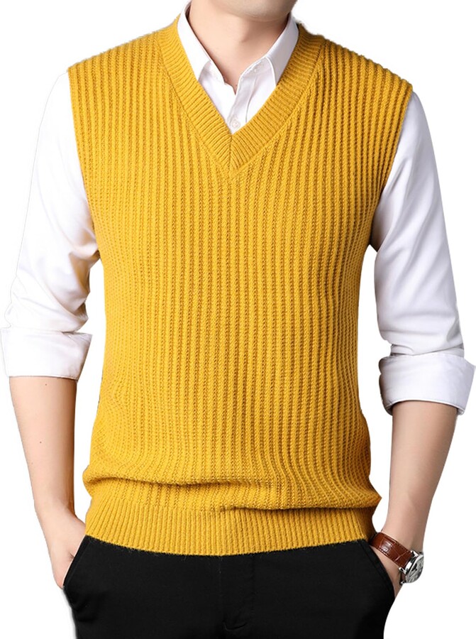MANBOZIXi Men's Knitted Gilets Sleeveless Jumper Vest Autumn