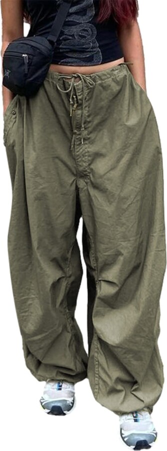 Women Cargo Trousers Drawstring Baggy Pants Loose Jogger Pants Parachute  Pants Trendy Sweatpants Streetwearc