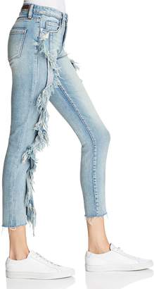 Blank NYC Ruffled Cropped Straight-Leg Jeans in Good Call