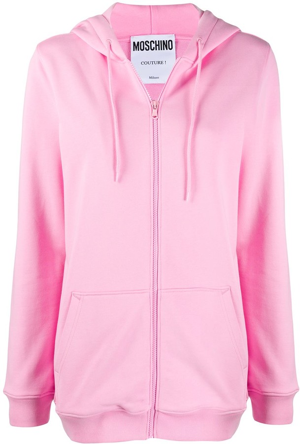 pink fluffy zip up hoodie