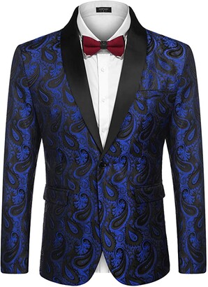 COOFANDY Mens Floral Tuxedo Jacket Paisley Shawl Lapel Suit Blazer Jacket for Dinner,Prom,Wedding