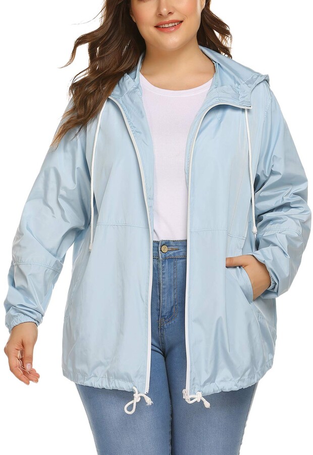 In'voland Women's Plus Size Raincoat Rain Jacket Lightweight Waterproof Coat  Jacket Windbreaker with Hooded - ShopStyle