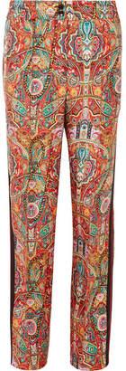 Etro Satin-trimmed Printed Silk-twill Wide-leg Pants