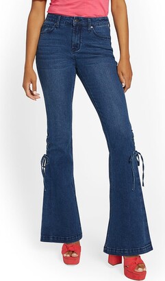 Lace Up Front Blue Jeans | ShopStyle