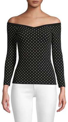 Milly Off-The-Shoulder Micro Dot Top