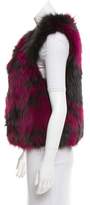 Thumbnail for your product : Brandon Sun Leather-Trimmed Fur Vest Magenta Brandon Sun Leather-Trimmed Fur Vest
