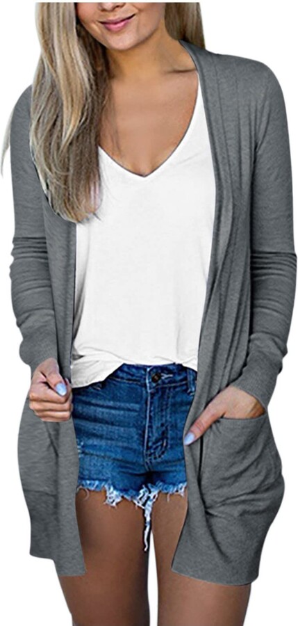 Generic Cardigan for Women Sweater Soft Loose Fit Solid/Gradient