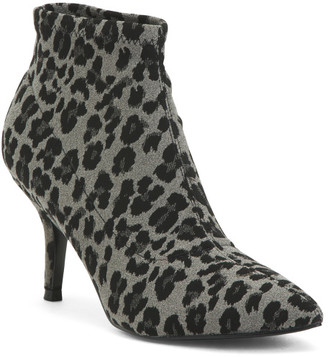 leopard low heel boots