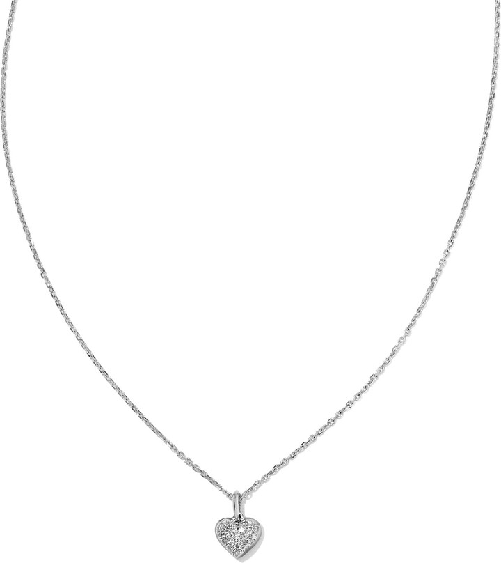 Kendra Scott Madeline 14k White Gold Small Pendant Necklace in White Diamond | Diamonds