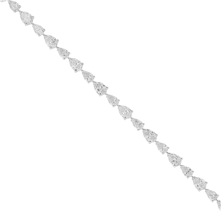 Spectrum Jewels Minimalist Pear Cut 8.98ct Diamond Tennis Bracelet 18k White Gold Fine Jewelry